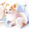 水彩画　いぬとねこ