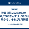 投資日記 2026/03/04 - 54,700Sなんてクソポジが助かる、それが3月初週