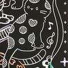 スクラッチアートスイング　ネコと楽器3