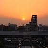 上町断層の上から望む夕景