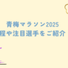 青梅マラソン2025のテレビ放送、ライブ配信の日程や注目選手をご紹介