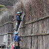 海側の強い季節風から集落を守る間垣の補修が始まりました