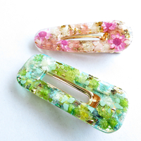 お花の長方形レジンヘアクリップの作り方(全面着色) - UVレジン店員が