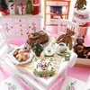 ドールに合う★木製ミニチュア家具【食器棚・テーブル・イス】