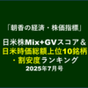 【7月号】日米Mix+GVスコア ＆日米・時価総額上位BIG10銘柄 割安度