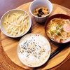 朝食ワンプレート、更科そば、もやしのナムル、小粒納豆