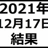 2021年12月17日結果　昨日の上昇は幻と思わせるひどい下落