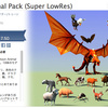 Cartoon Animal Pack (Super LowRes)　アニメーションが豊富な19体のかわいい動物パッケージ。