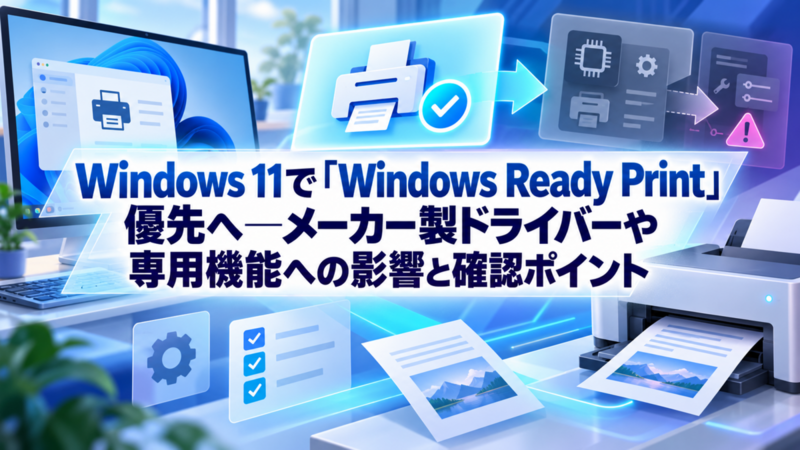 Windows 11で「Windows Ready Print」優先へ―メーカー製ドライバーや専用機能への影響と確認ポイント