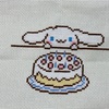 クロスステッチ：お誕生日用にシナモロールを刺し終わりました