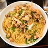 おっさんパスタ　9/26　ペスカトーレビアンコキノコまみれ蒸し鶏添え－②