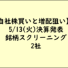【自社株買い・増配狙い】2025年5月13日決算発表銘柄_スクリーニング結果