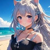 猫耳女の子を生成してみました。
