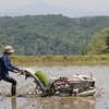 ハリエンジュの花が香る中、田植え、終わりました。