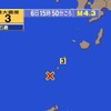 夜だるま地震速報、最大震度③、トカラ列島近海