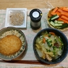 コロッケ丼。野菜味噌汁