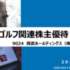 9024　西武ホールディングス株主優待　ーゴルフ関連株主優待（2022年5月）