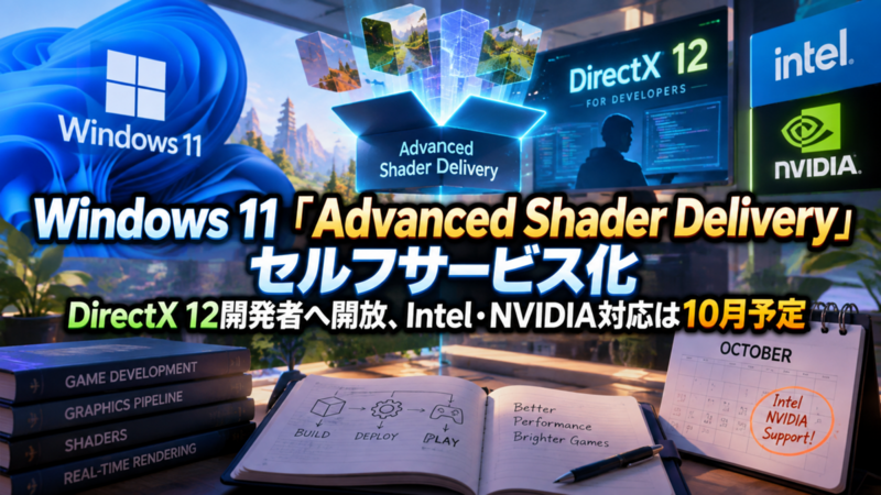 Windows 11「Advanced Shader Delivery」セルフサービス化―DirectX 12開発者へ開放、Intel・NVIDIA対応は10月予定