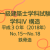 一級建築士学科試験 構造Ⅳ【平成30年度（2018年度）No.15～No.18】【鉄骨造】 