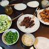 20240511 唐揚げ、カツオのたたき、ししゃも、グリーンサラダ