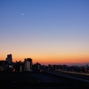 夕暮れの金星・三日月・富士山