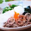 ぶっかけとろろそば＆アジの磯辺揚げ