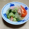 我が家の食卓ものがたり　おかずサラダ　胡瓜とオニスラとハムのサラダの小鉢