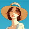 夏のはじめの麦わら帽子 Sky Blueの冥想 Session004 - イラストversion