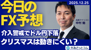 今日のFX予想： 介入警戒でドル円下落 クリスマスは動きにくい？　2025/12/25 #外為ドキッ