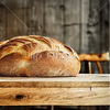手作りの机と椅子とパン