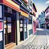 商店街で買い物をする