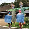 あいなの里山公園で藍染体験