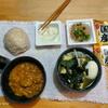 5日目のカレーライス。わかめと煮干しと高野豆腐のスープ