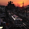 駅の階段から見た夕焼け