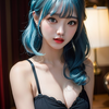 青髪美女とカフェでリラックス / Relaxing at a cafe with a beautiful blue-haired woman