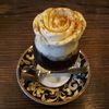 喫茶　真戸運永　バラの花が浮かぶコーヒーゼリー　三重県　四日市市