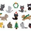 クリスマス&冬使用の長毛猫イラスト