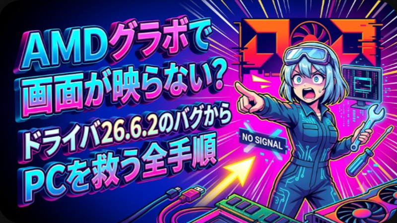 AMDグラボで画面が映らない？ドライバ26.6.2のバグからPCを救う全手順
