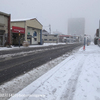 雪　2014年2月14日の鈴鹿市　市役所前の県道