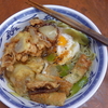 幸運な病のレシピ（ 1799 ）昼：小松菜うどん、玉ねぎかき揚げ、ちくわ磯辺揚げ