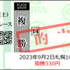 9/2公開予想⇒ワイド3,500円的中！ほか