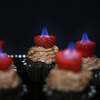  Chocolate Cupcakes with Flaming Strawberries