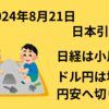 【24年8月21日】日経は反落38,000円台維持できず　今晩の米国は「雇用統計の基準改定値」「FOMC議事要旨」の反応に注目