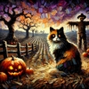 ハロウィンの呪われた畑にいる三毛猫Ⅱ