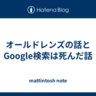 オールドレンズの話とGoogle検索は死んだ話