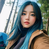 【AI美女】青い髪が魅力のソロキャン女子