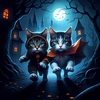 ハロウィンの夜、勇気を胸に進む猫たち