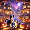 ハロウィンナイトの二匹の街角散歩