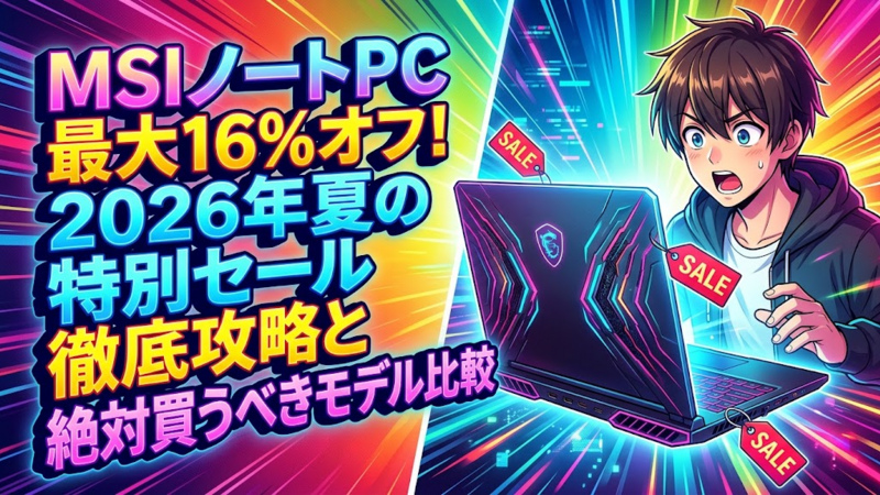 MSIノートPC最大16%オフ！2026年夏の特別セール徹底攻略と絶対買うべきモデル比較