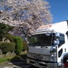 桜と青い空とトラック　